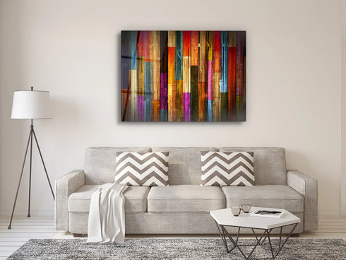 Colorful Wooden Glass Wall Art Durable Glass Printing Art Wall Hangings Modern Glass Art Large Glass Panel
